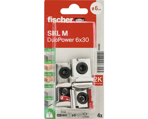 Hmoždinky Fischer SIKL M s pazúrovou fixáciou, 6x30 milimetrov, 4 kusy