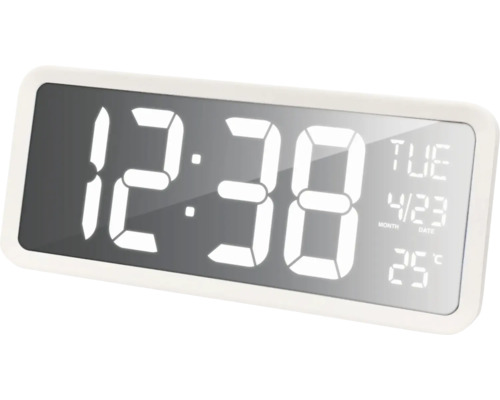 Digitálne hodiny Technoline riadené rádiom biele 15,8 x 36,8 cm Digitálne hodiny s ukazovateľom času, dátumu a teploty
