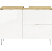 Skrinka pod umývadlo s dvomi dvierkami a zásuvkou, drevená doska