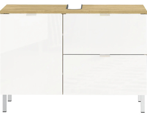 Skrinka pod umývadlo Germania GW-MAURESA biela 80 x 56 x 34 cm 8530-552 Skrinka pod umývadlo s dvomi dvierkami a zásuvkou, drevená doska