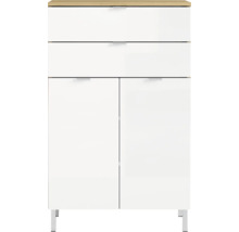 Skrinka na topánky s dvomi zásuvkami, dvomi dvierkami a nožičkami