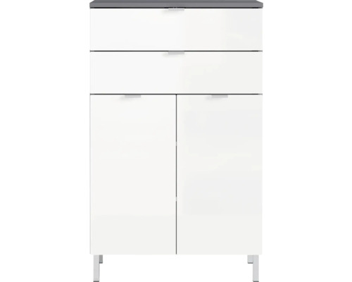 Stredná skrinka Germania GW-MAURESA biela 60 x 97 x 34 cm 8531-569 Biela kúpeľňová skrinka s dvomi zásuvkami a dvomi dvierkami