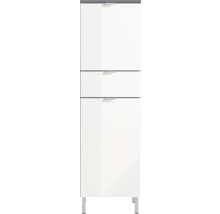 Biela kúpeľňová skrinka s dvoma zásuvkami a jednými dverami