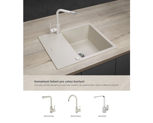 Granitový drez a drezová batéria na pracovnej doske