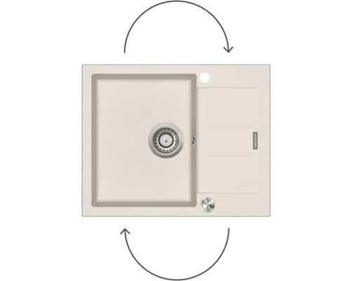 Drez s odkvapkávacou plochou a otočnými šípkami na znázornenie otočnosti