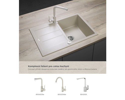 Drez s odkvapkávacou plochou a kuchynská batéria na pracovnej doske