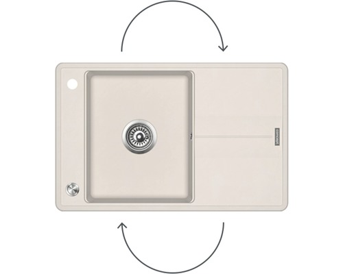 Drez s odkvapkávacou plochou a otočnými šípkami označujúcimi orientáciu