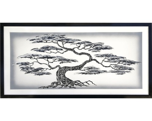 Rámovaný nástenný obraz stromu s abstrakciou