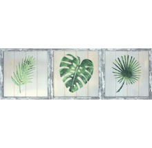 Trojdielny nástenný obraz s rastlinnými motívmi v ráme