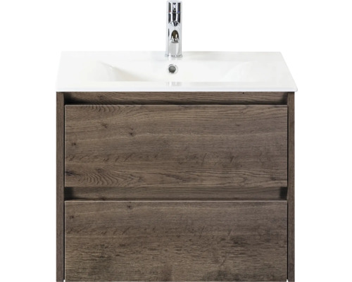 Skrinka pod umývadlo s dvomi zásuvkami, armatúrou a keramickým umývadlom