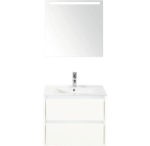 Skrinka pod umývadlo s dvomi zásuvkami, umývadlom a zrkadlom s osvetlením