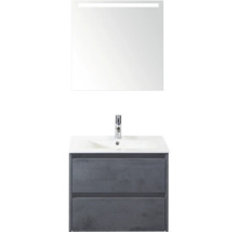 Umývadlová skrinka s dvomi zásuvkami, umývadlom a zrkadlom s osvetlením