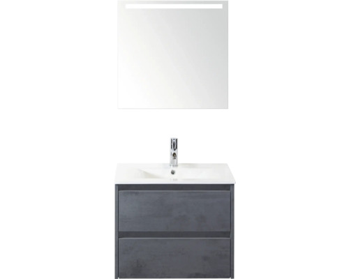 Umývadlová skrinka s dvomi zásuvkami, umývadlom a zrkadlom s osvetlením