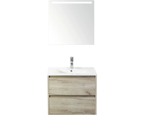 Umývadlo so skrinkou, umývadlom, batériou a zrkadlom s osvetlením