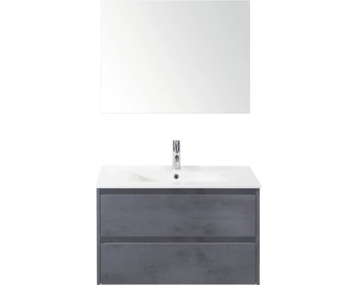 Kúpeľňová zostava Sanox Dante 81 cm betón antracit Umývadlová zostava so zrkadlom, spodnou skrinkou a umývadlom