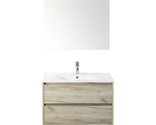 Skrinka s umývadlom, zrkadlom a dvoma zásuvkami