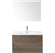 Umývadlová skrinka s umývadlom, spodná skrinka a zrkadlo s osvetlením