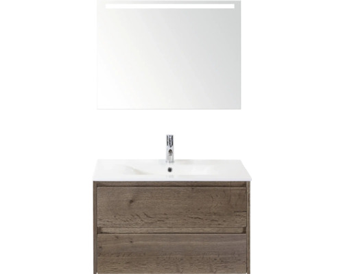 Umývadlová skrinka s umývadlom, spodná skrinka a zrkadlo s osvetlením