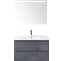 Kúpeľňová umývadlová skrinka s umývadlom, vodovodnou batériou a osvetleným zrkadlom