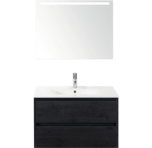 Umývadlo so skrinkou a zrkadlom s osvetlením do kúpeľne