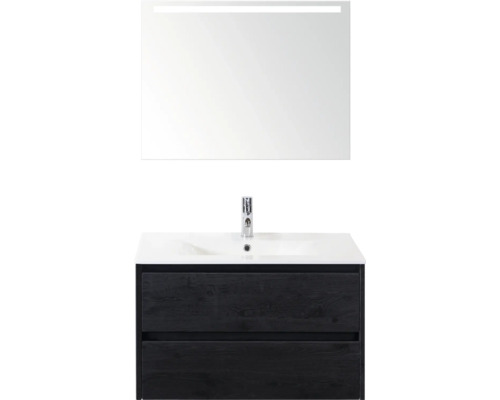 Umývadlo so skrinkou a zrkadlom s osvetlením do kúpeľne