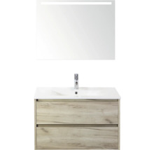 Umývadlo so skrinkou a zrkadlom s osvetlením do kúpeľne