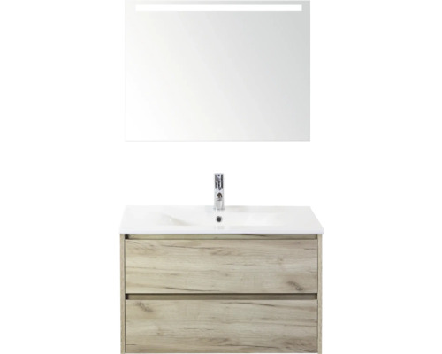 Umývadlo so skrinkou a zrkadlom s osvetlením do kúpeľne