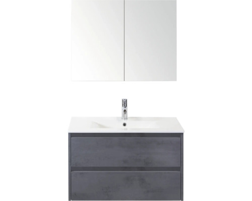 Umývadlová zostava so zrkadlovou skrinkou a dvoma zásuvkami