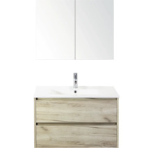 Súprava kúpeľňového nábytku s umývadlovou skrinkou, umývadlom a zrkadlovou skrinkou