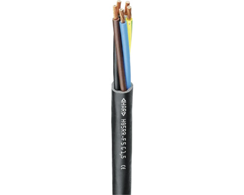 Silový kábel H05RR-F 5x2,5mm (CGSG) 10 m čierny Elektrický kábel s piatimi vodičmi