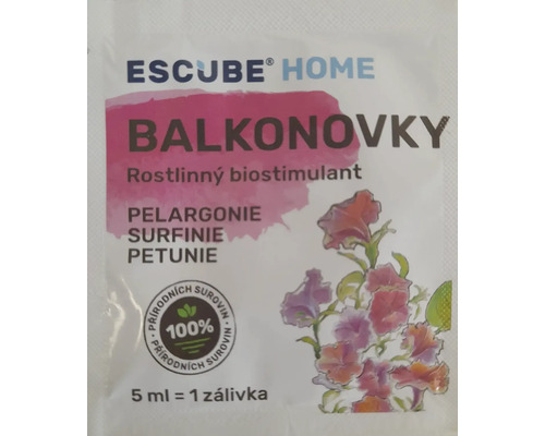 Rastlinný biostimulant ESCUBE HOME Balkonovky 5 ml Balenie rastlinného biostimulantu Escube Home Balkonovky