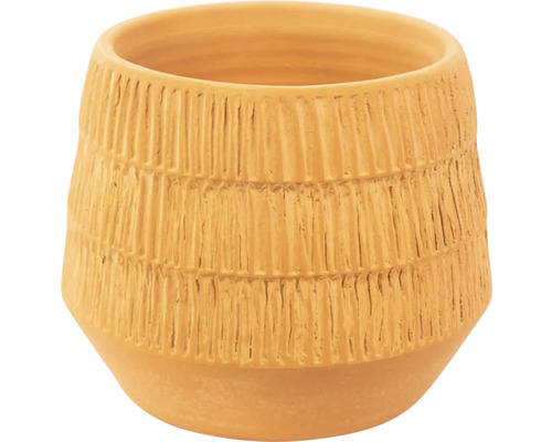 Obal na kvetináč keramický Ø 19 x 17,5 cm matný hnedý Dekoratívny terakotový kvetináč so vzorom