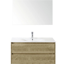 Umývadlová zostava so zrkadlom, umývadlom a spodnou skrinkou s dvomi zásuvkami