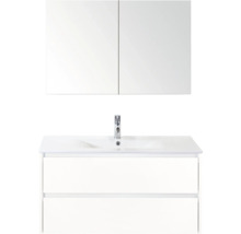 Umývadlová zostava so zrkadlovou skrinkou a dvoma zásuvkami