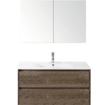 Skrinka pod umývadlo so zrkadlom, umývadlom a dvomi zásuvkami