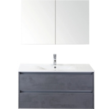 Skrinka pod umývadlo s dvoma zásuvkami, umývadlom a zrkadlovou skrinkou