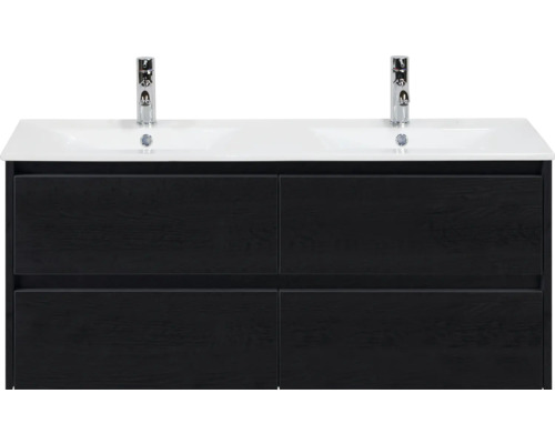 Skrinka pod umývadlo s dvoma umývadlami a štyrmi zásuvkami