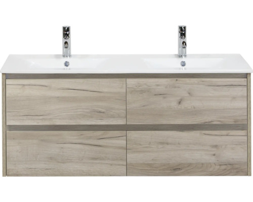 Skrinka pod umývadlo s dvomi umývadlami a štyrmi zásuvkami