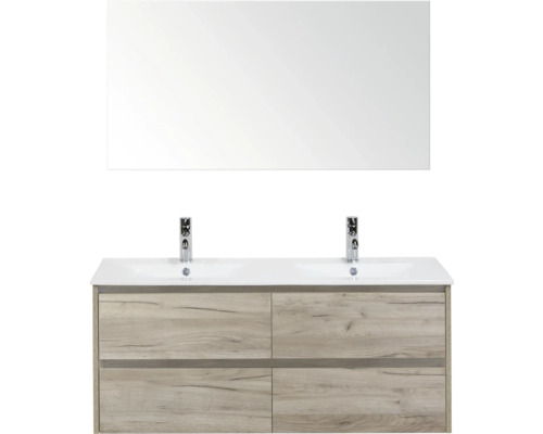 Súprava kúpeľňového nábytku s umývadlovou skrinkou, umývadlom na dosku a zrkadlom