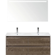 Umývadlová skrinka so zrkadlom a dvoma umývadlami