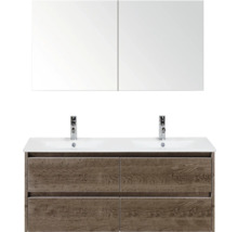 Súprava kúpeľňového nábytku s dvojitým umývadlom, spodnou skrinkou a zrkadlovou skrinkou