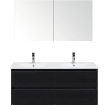 Dvojité umývadlo s umývadlovou skrinkou a zrkadlovou skrinkou do kúpeľne