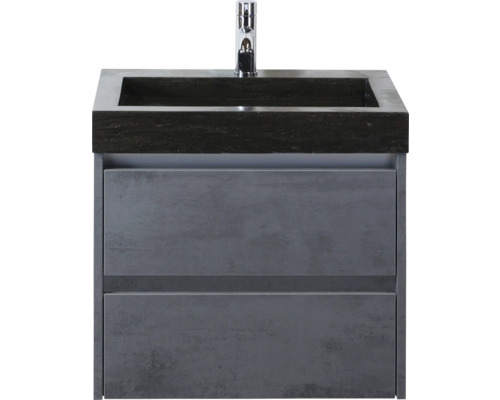 Kúpeľňová zostava Sanox Dante 61 cm betón antracit Skrinka pod umývadlo s dvomi zásuvkami a batériou