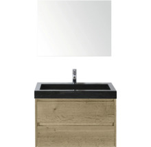 Kombinácia umývadla so zrkadlom, umývadlom a drevenou spodnou skrinkou