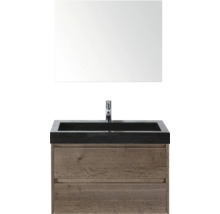 Umyvadlová súprava so zrkadlom, umývadlom, batériou a spodnou skrinkou s dvomi zásuvkami