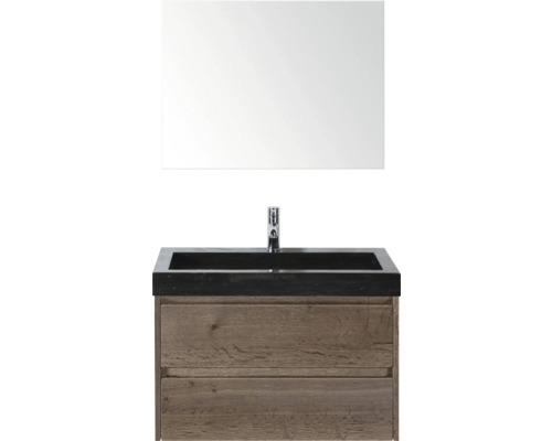 Umyvadlová súprava so zrkadlom, umývadlom, batériou a spodnou skrinkou s dvomi zásuvkami