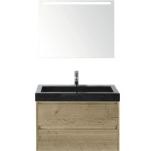 Umývadlová zostava so zrkadlom a spodnou skrinkou z dreva