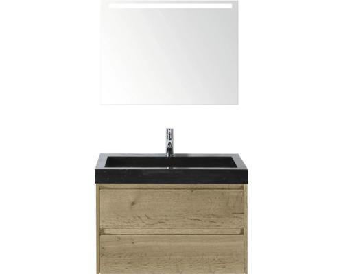 Umývadlová zostava so zrkadlom a spodnou skrinkou z dreva