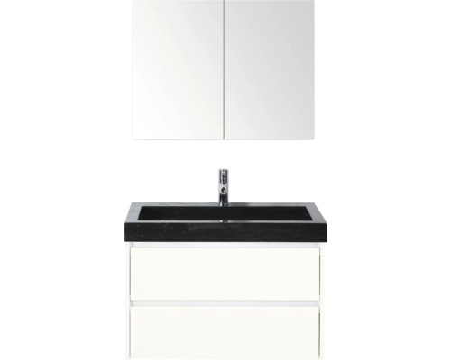 Umývadlová kombinácia s umývadlom, vodovodnou batériou a zrkadlovou skrinkou do kúpeľne