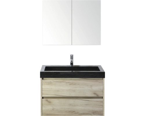 Súprava kúpeľňového nábytku s umývadlovou skrinkou, umývadlom a zrkadlovou skrinkou